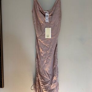 NWT Aritzia Wilfred Only Ruched slip Dress cowl Neck